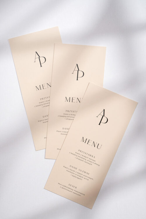 Menu weselne na talerzyk minimalistyczne - Lovely Letters