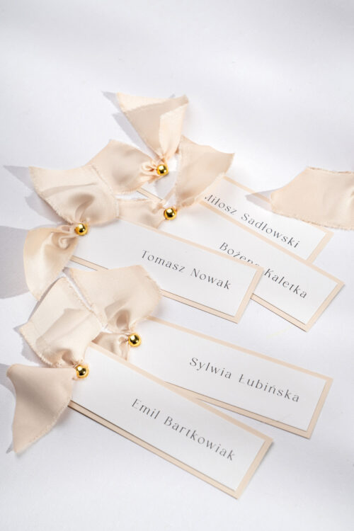 Winietki weselne minimalistyczne z wstążką - Lovely Letters
