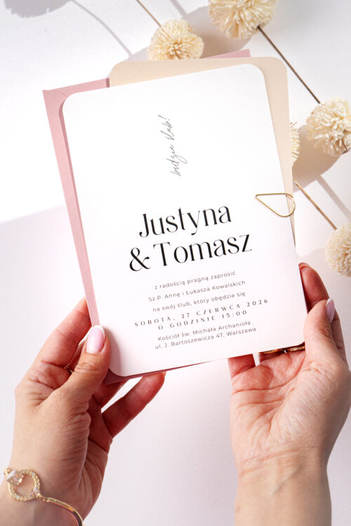 Zaproszenia ślubne nowoczesne różowe - Old Rose