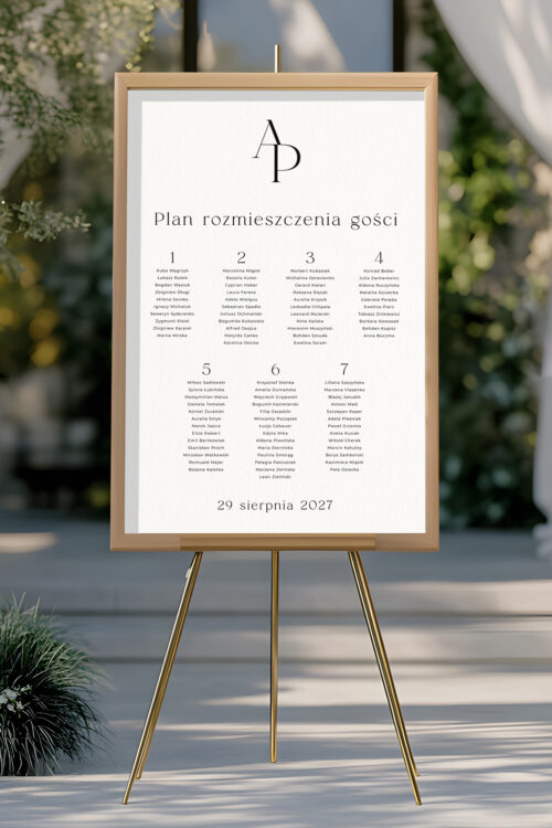 Plakat z rozmieszczeniem gości, plan stołów - Lovely Letters