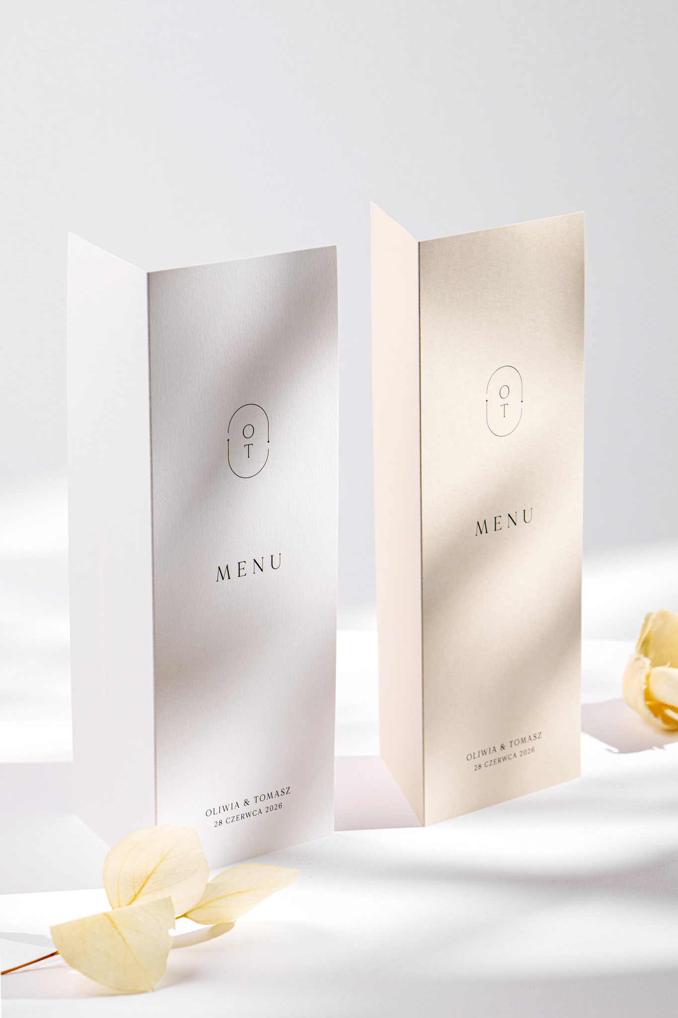 Składane menu weselne minimalistyczne - Initials - obrazek 2