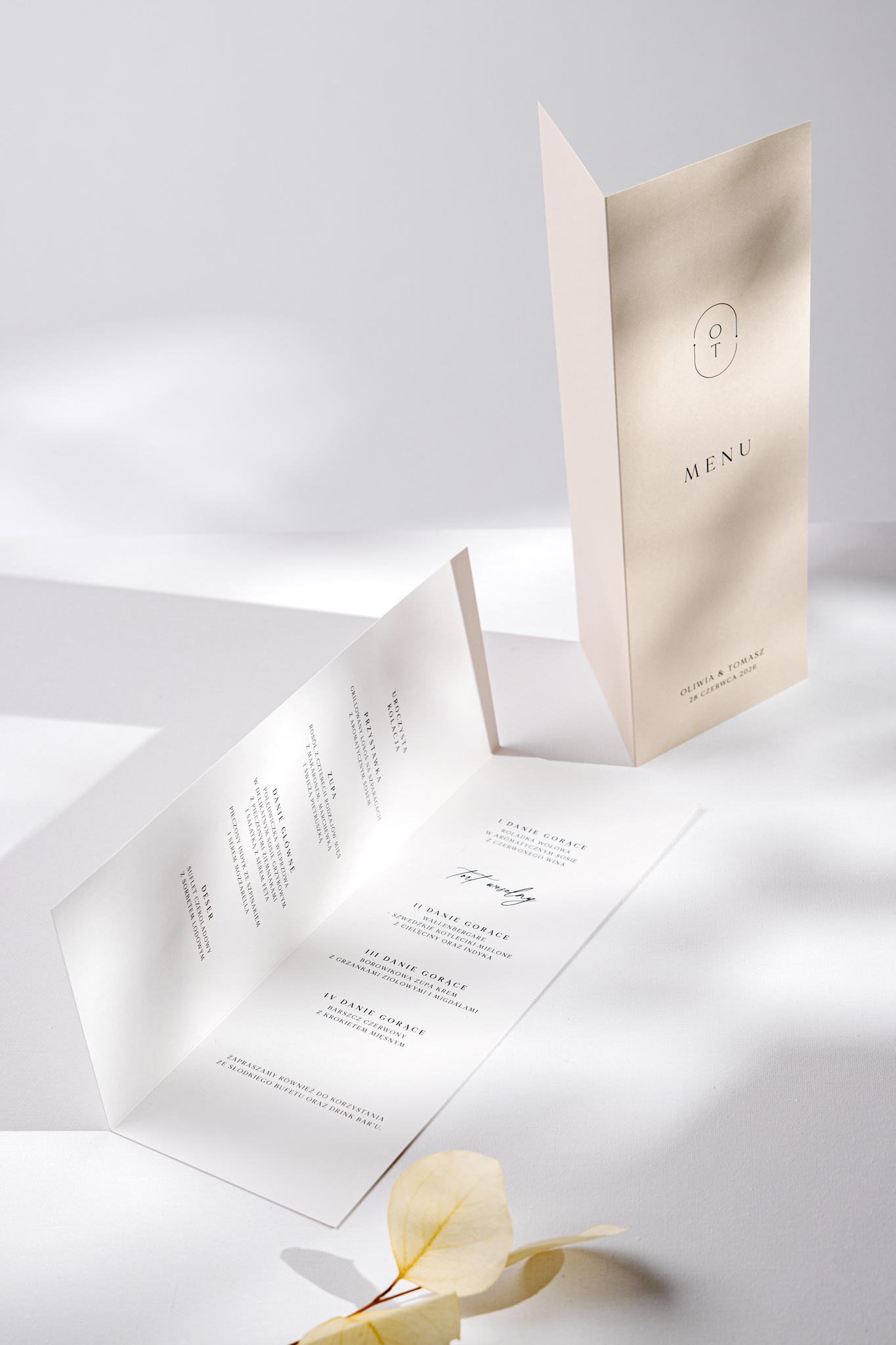 Składane menu weselne minimalistyczne - Initials - obrazek 5