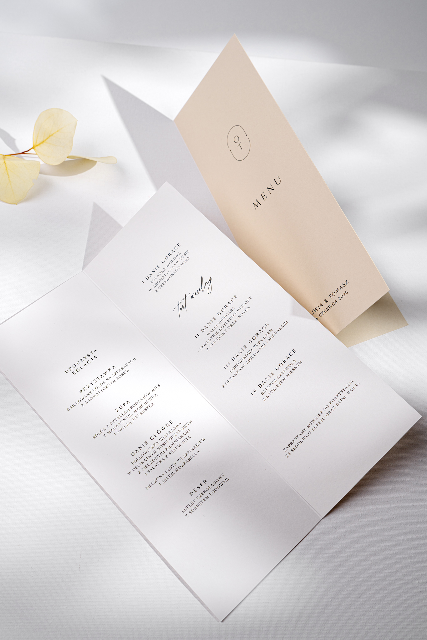 Składane menu weselne minimalistyczne - Initials - obrazek 7