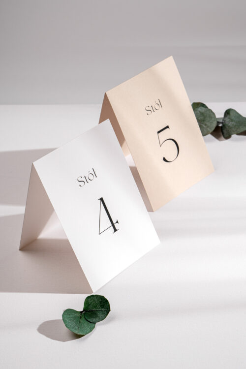 Numer stolika na wesele nowoczesny beżowy - New Romantic