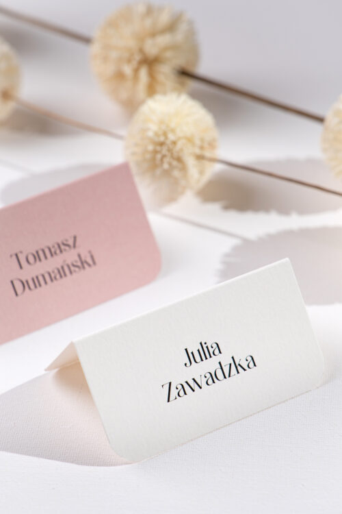 Winietki weselne minimalistyczne składane - Old Rose