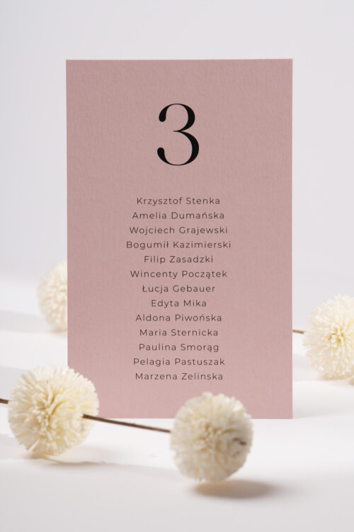 Plan stołów rozmieszczenie gości na kartach - Old Rose