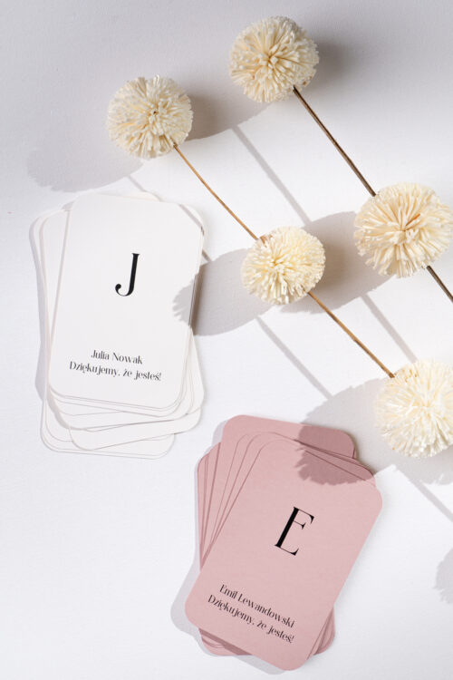 Winietki ślubne nowoczesne leżące różowe - Old Rose