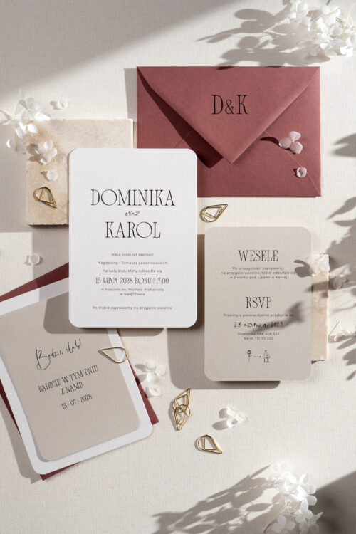 Zaproszenia ślubne eleganckie, nowoczesny design - Milano